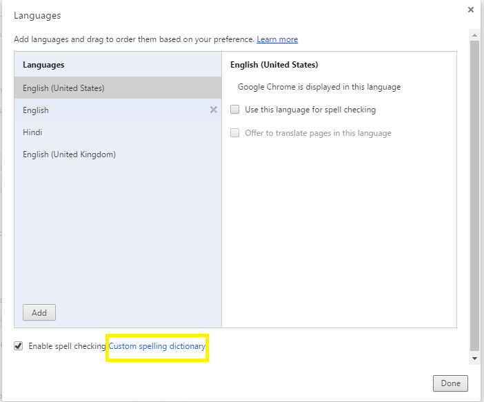 Custom spelling dictionary rajbhasha.net